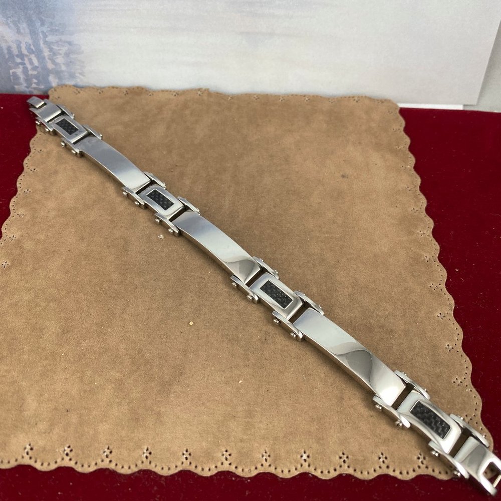 Stainless Steel Bracelet Silver& Black